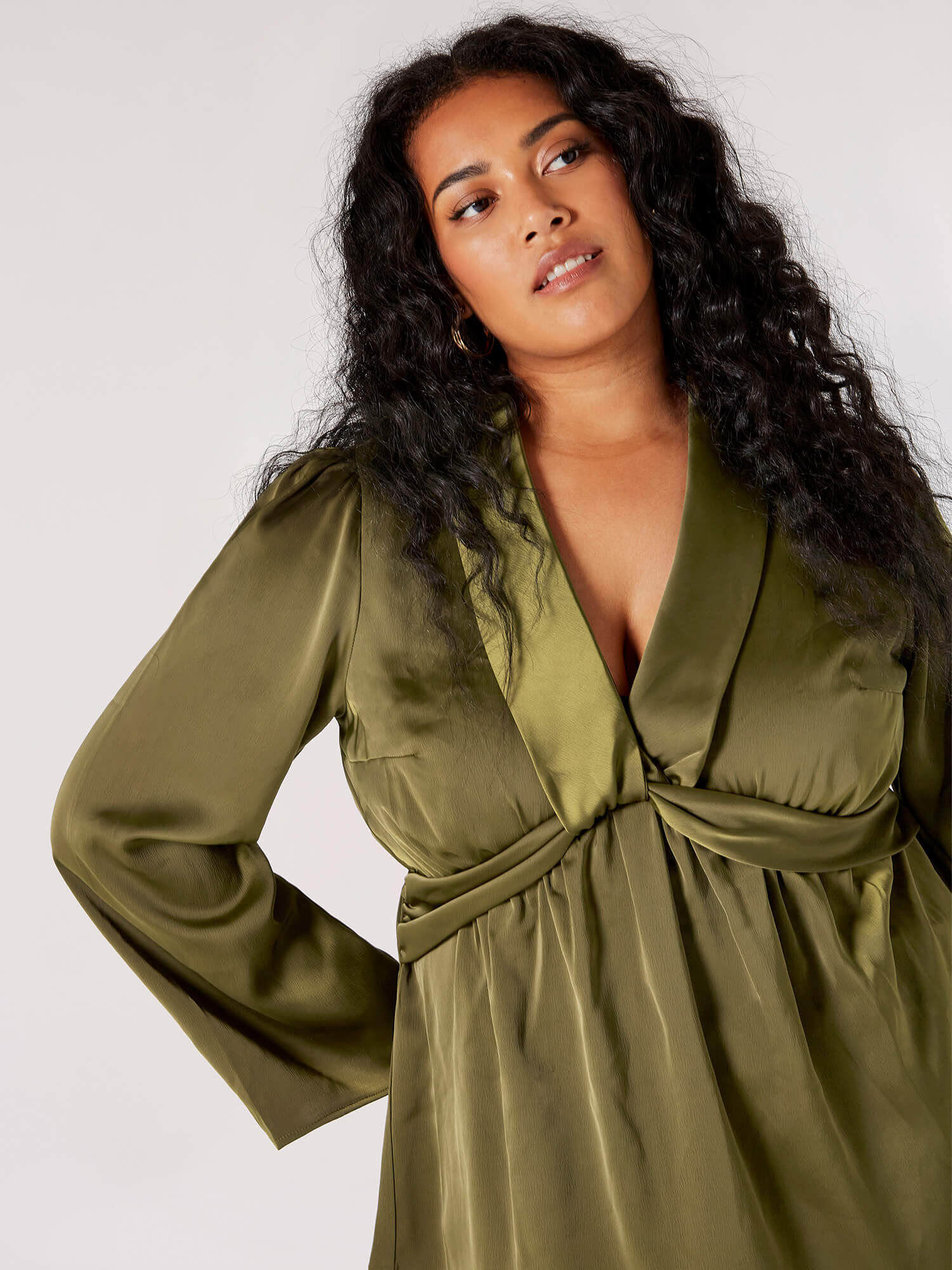 Satin twist knot detail dress on sale