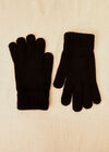 Ribbed Knit Touch Screen Gloves, Black, large