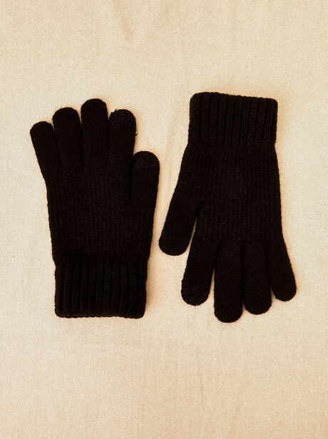 Ribbed Knit Touch Screen Gloves