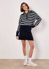 Knitted A-Line Mini Skirt, Navy, large