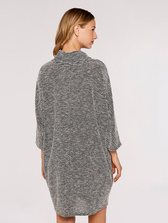 Boucle Jersey Cocoon Mini Dress, Black, large
