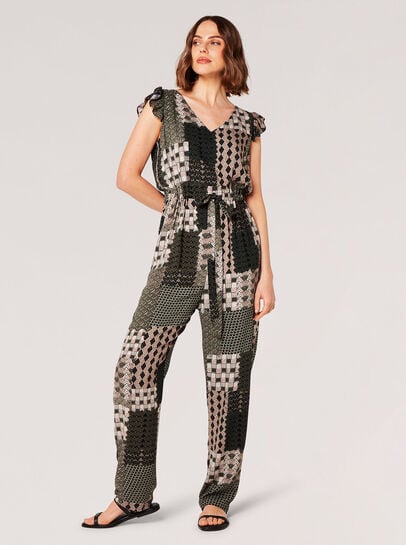 Patchwork Drawstring Jumpsuit