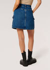 Denim Cargo Mini Skirt, Blue, large