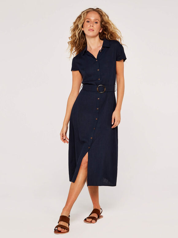 Vintage Button Dress, Navy, large