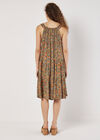 Paisley Floral Swing Mini Dress, Khaki, large