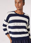 Jacquard Heart Lightweight Stripe Jumper, Navy, large