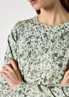 Fine Knit Silhouette Floral Jumper, Mint, large