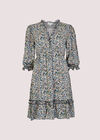 Ditsy Puff Sleeve Mini Dress, Navy, large