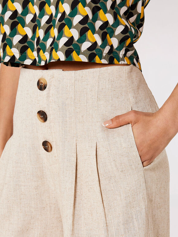 Linen Mix Culotte , Stone, large