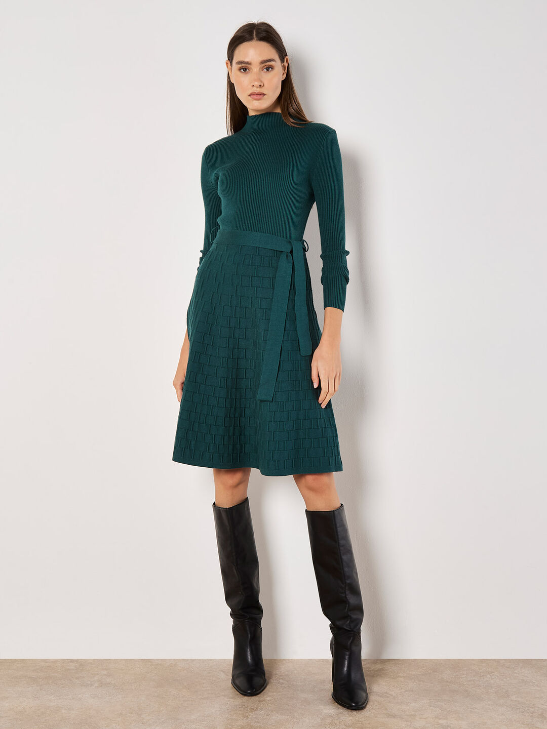 Image of High Neck Knitted Dress