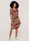 Patchwork Shirt Mini Dress, Burgundy, large