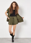 Textured Paperbag Shorts, Khaki, large