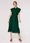 Ruffle Shirt Midi Dress, Green, large