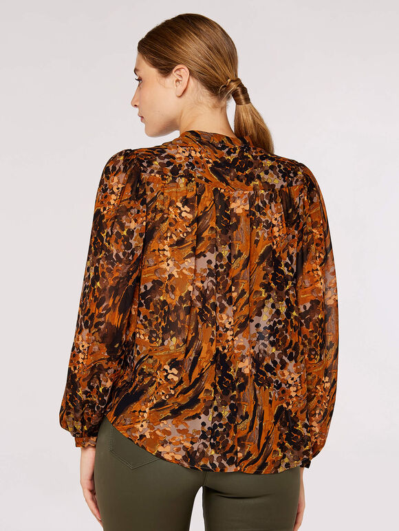 Medow Chiffon  Blouse, Brown, large