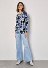 Abstract Circles Oversized Top, Navy, large