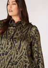Curve Animal Print Satin Shirt, Khaki, large