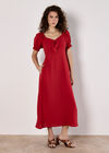 Tie Detail Milkmaid Midaxi Dress, Red, large