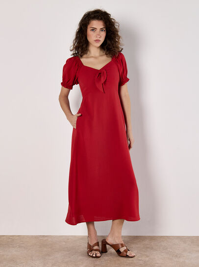 Tie Detail Milkmaid Midaxi Dress
