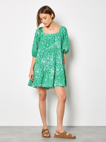 Floral Print Tiered Mini Dress