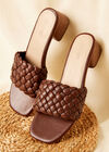Rust Knotted Leather Sandal, Brown, large