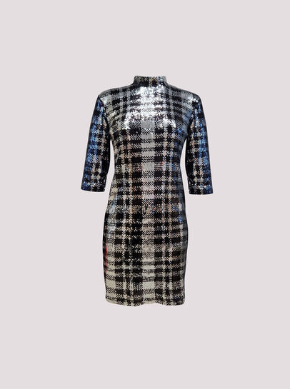 Sequin Check Bodycon Mini Dress