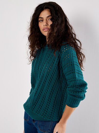 Vertical Pointelle Knit Jumper