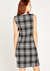 Plaid Sleeveless Shift Dress, Black, large