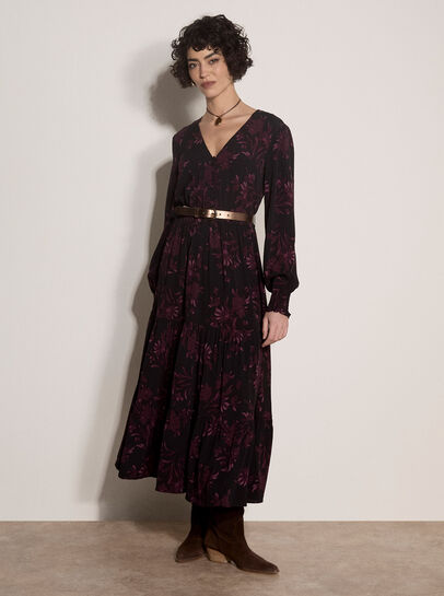 Floral Crepe Midi Dress