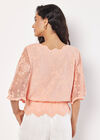 Floral Broderie Batwing Top, Coral, large