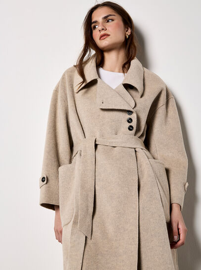Soft-Touch Long Trench Coat