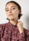 Paisley Print Chiffon Top, Burgundy, large