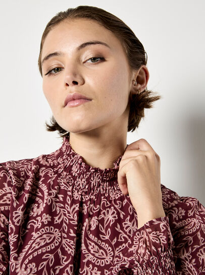 Paisley Print Chiffon Top