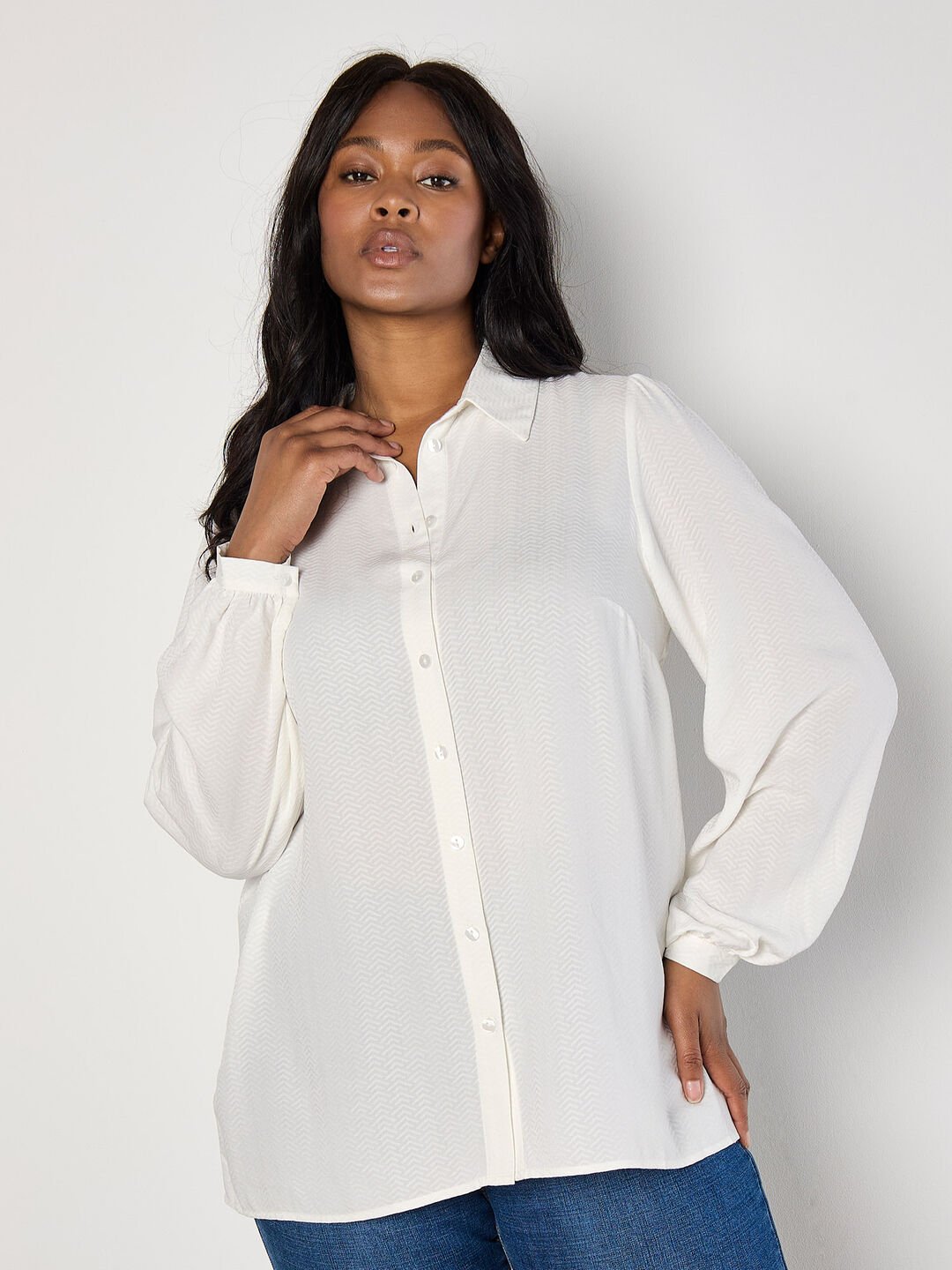 Image of Curve Chevron Textured Shirt