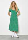 Spot Print Milkmaid Midi Dress, Green, large