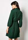 Tie Front Shirt Mini Dress, Green, large