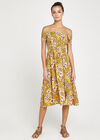 Summer Floral Bardot Midi Dress, Mustard, large
