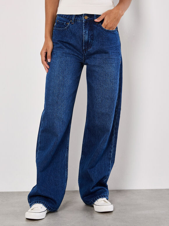 Elisa Wide Straight Leg Jeans, Blue, large