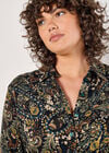 Curve Paisley Floral Shirt Midi Dress, Black, large