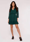 Crinkle Chiffon Wrap Mini Dress, Green, large