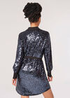 Sequin Shirt Mini Dress, Dark Grey - Charcoal, large