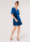 Angel Sleeve Velvet Dress, Blue, large