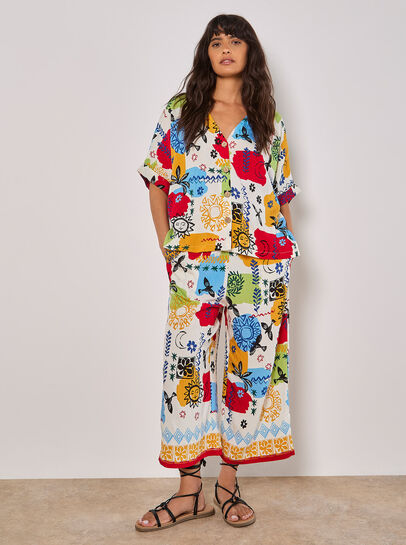 Colourful Sketch Print Culottes