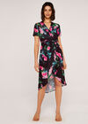 Tropical Wrap Dress, Black, large