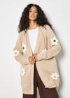 3D Daisy Chunky Knit Cardigan, Stone, large