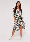 Zebra Oversized Shirt Mini Dress, Cream, large