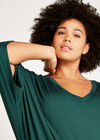 V-Neck Gathered Waistband Top+, Green, large
