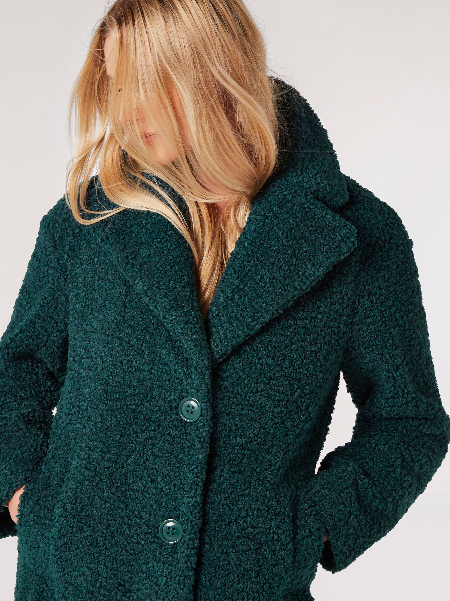 Longline Borg Teddy Coat Apricot Clothing