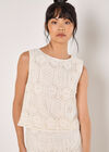 Crochet Lace Tile Shell Top, White, large