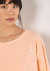 Sparkle Stud Oversized T-Shirt, Peach, large