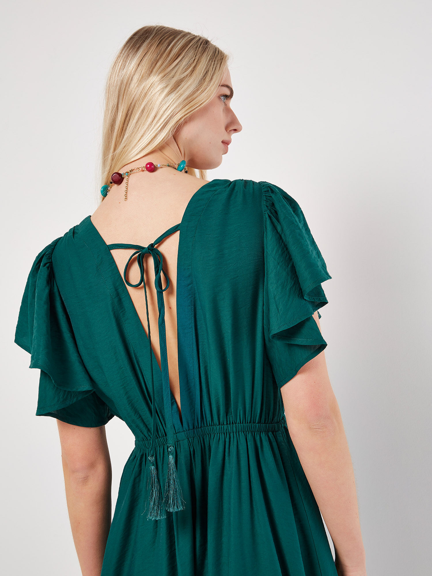 Angel Sleeve Button Down Maxi Dress
